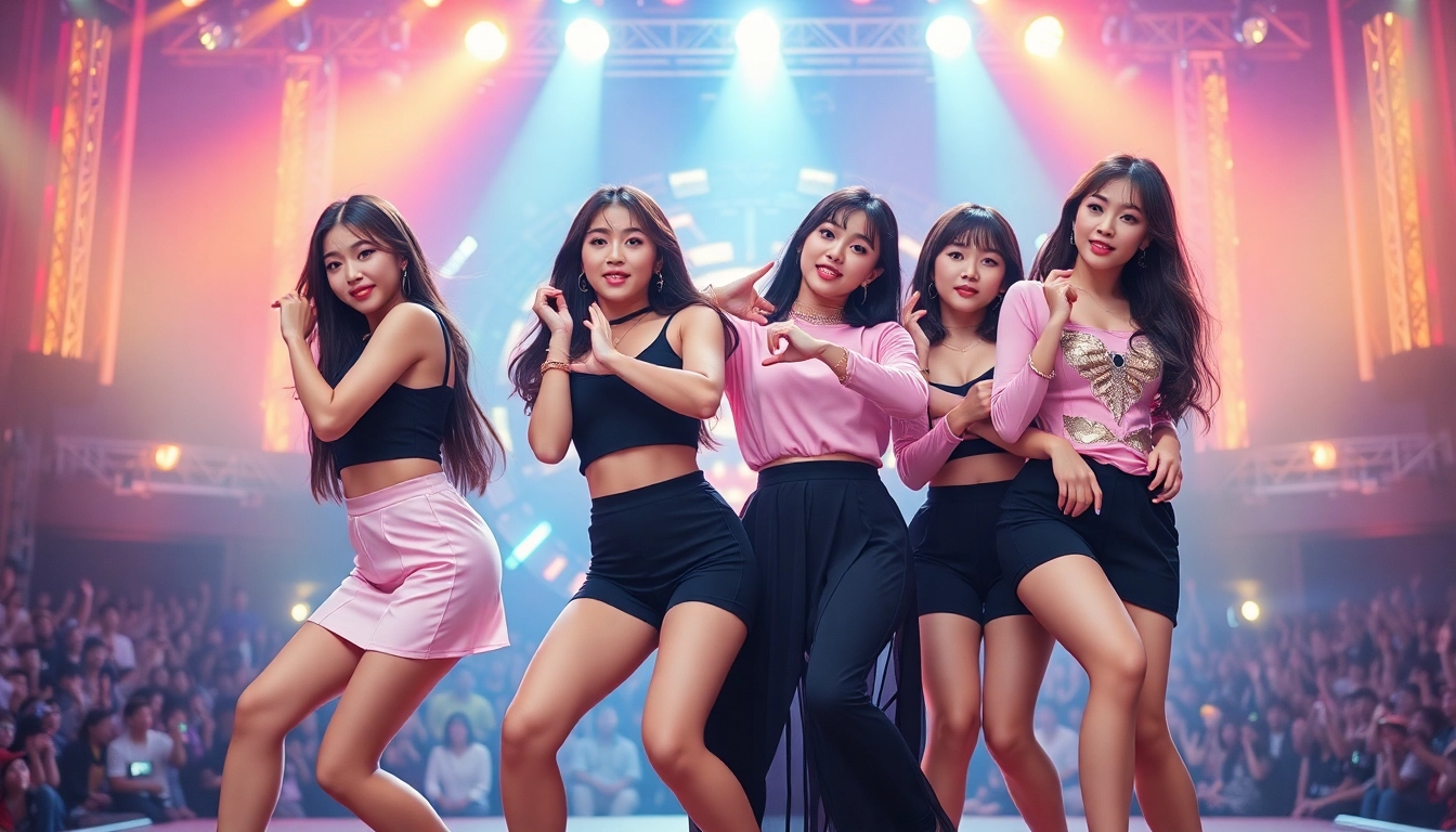 Dynamic performance of blackpink members showcasing their vibrant style and energy