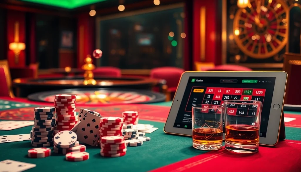 Experience the thrill of gaming at https://www.2ph222.com/ with vibrant casino visuals featuring cards and a roulette wheel.