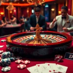 Engaging roulette action at the DEBET casino, highlighting players' excitement.