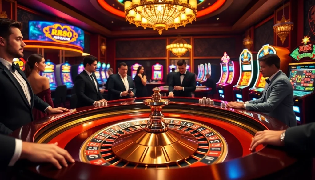 Experience the thrill of RR88 at an elegant casino with vibrant games and exciting betting.