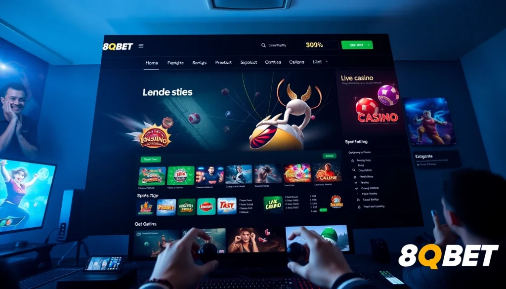 8qbet online gambling interface showcasing exciting games and promotions.