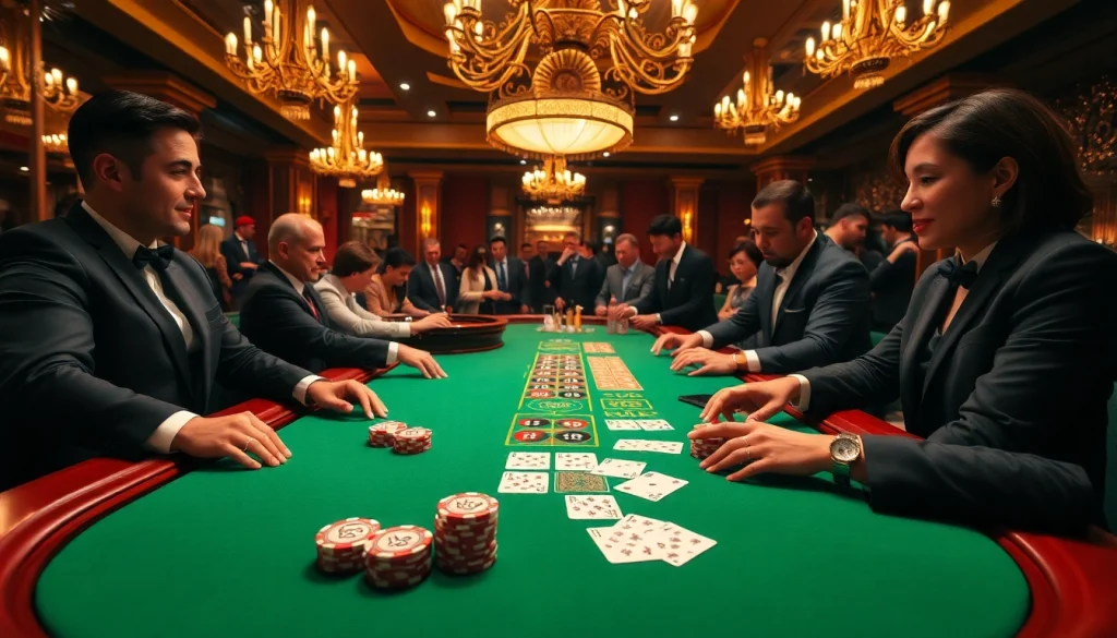 Players enjoying an exciting poker game at xx88 casino with luxurious decor.