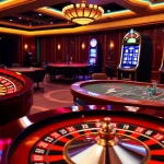 Engage with thrilling games on https://8kkbet.com/ featuring a vibrant casino setting with roulette and poker tables.