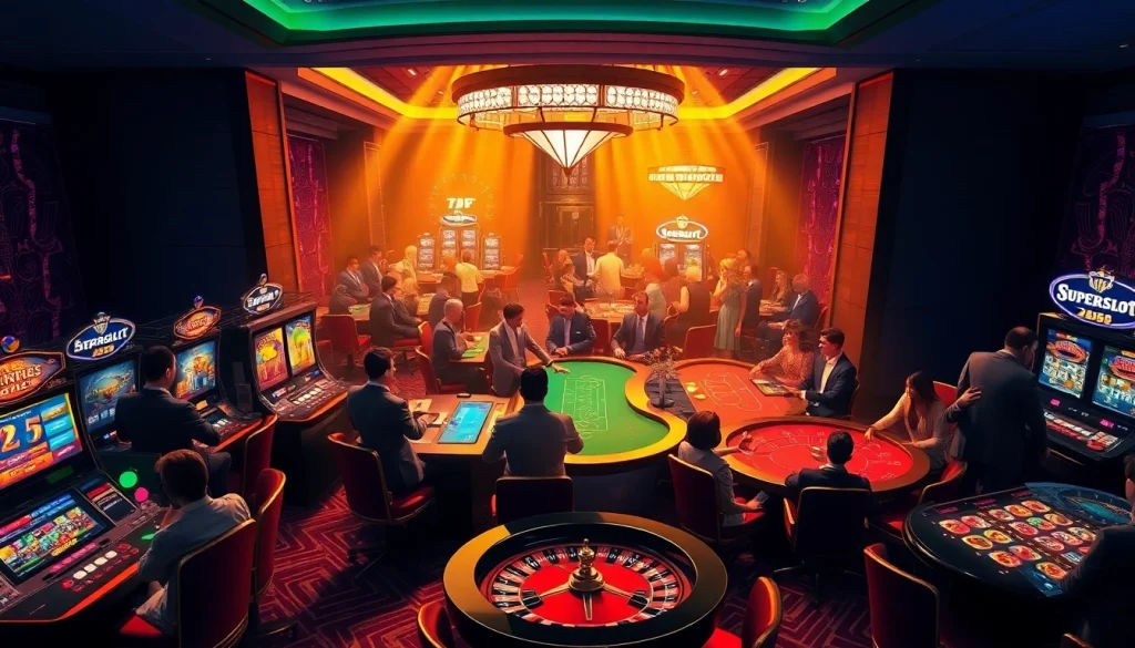 Enjoying thrilling slot games at https://www.superslot365.net/ with exciting casino visuals and vibrant atmosphere.