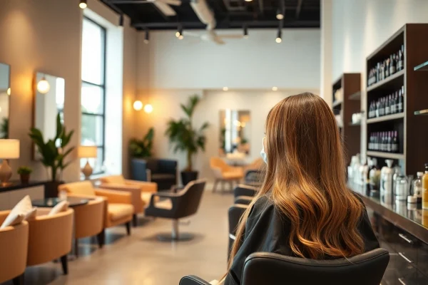 Stylish interior of Omnia Salon showcasing a stylist applying highlights, emphasizing quality and relaxation.