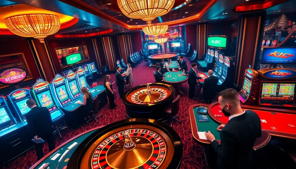 Experience thrilling gameplay and luxury at KJC's captivating casino, featuring roulette, poker, and slot machines.