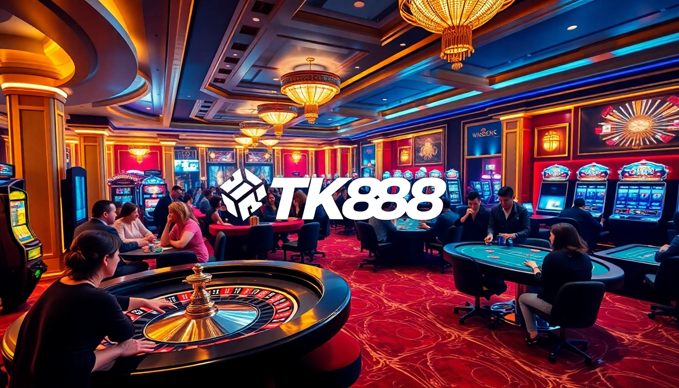 Players enjoying a thrilling gambling experience at TK88 casino tables.