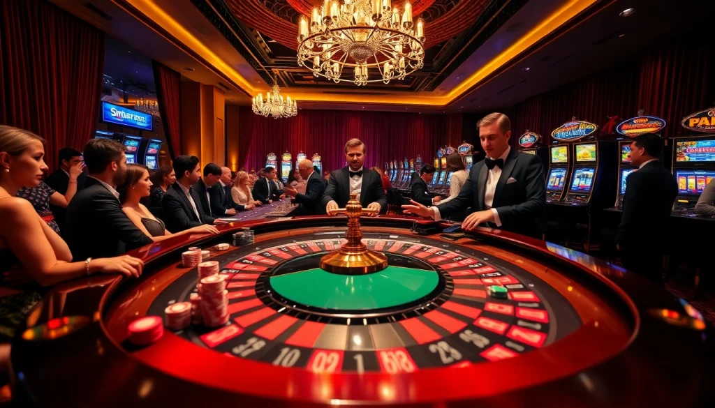 Exciting gameplay at the luxury roulette table at https://mm88.today/ with vibrant casino elements.