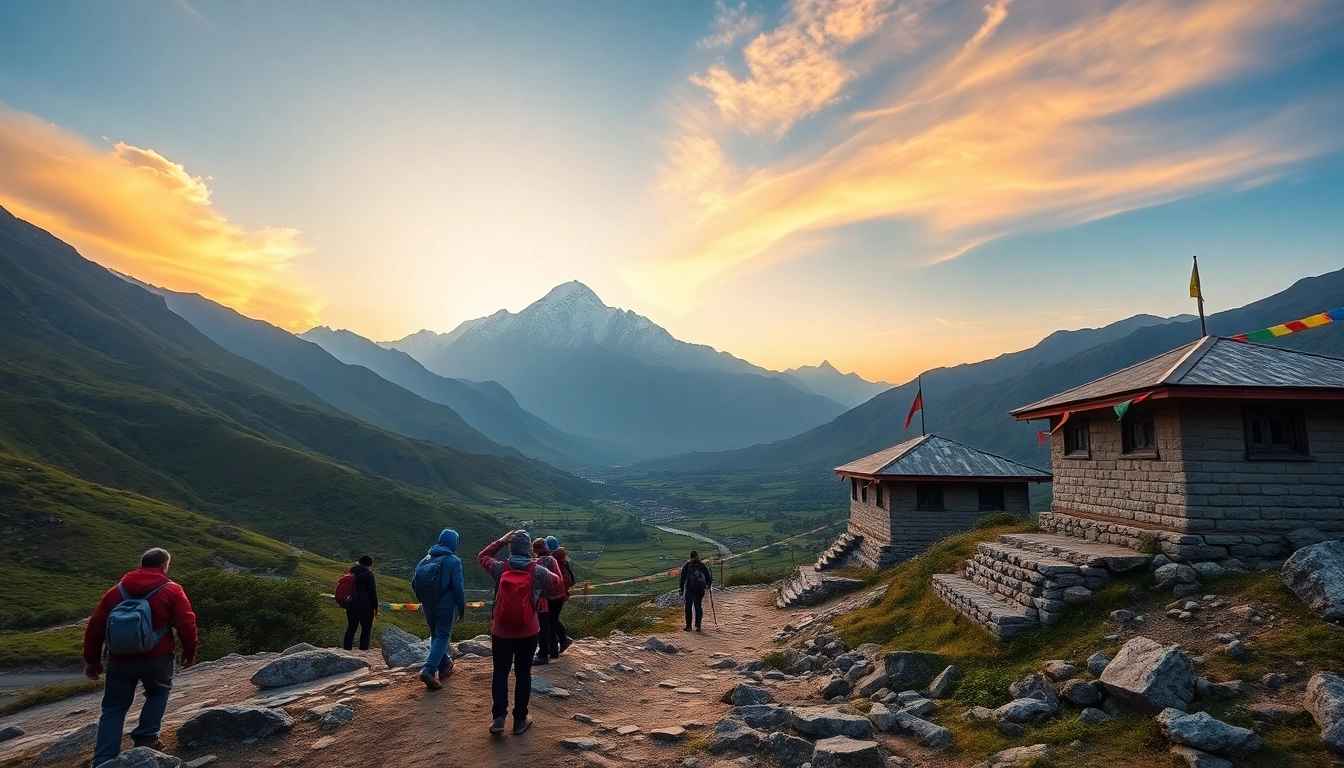 Manaslu trek showcasing trekkers with Mount Manaslu in the background, highlighting adventure.