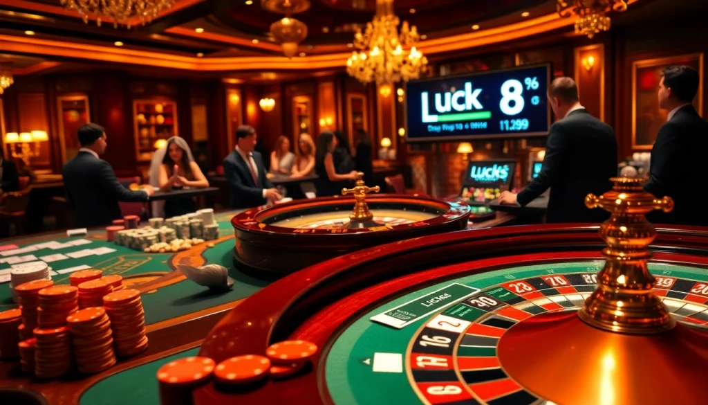 Engage in high-stakes gameplay at a vibrant luck8 casino table with poker chips and cards.