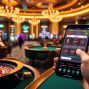 SODO66VN casino experience featuring vibrant roulette wheels, poker chips, and online gambling interface