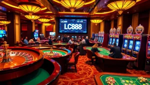 Players enjoying various games at LC88 casino, highlighting excitement and engagement.