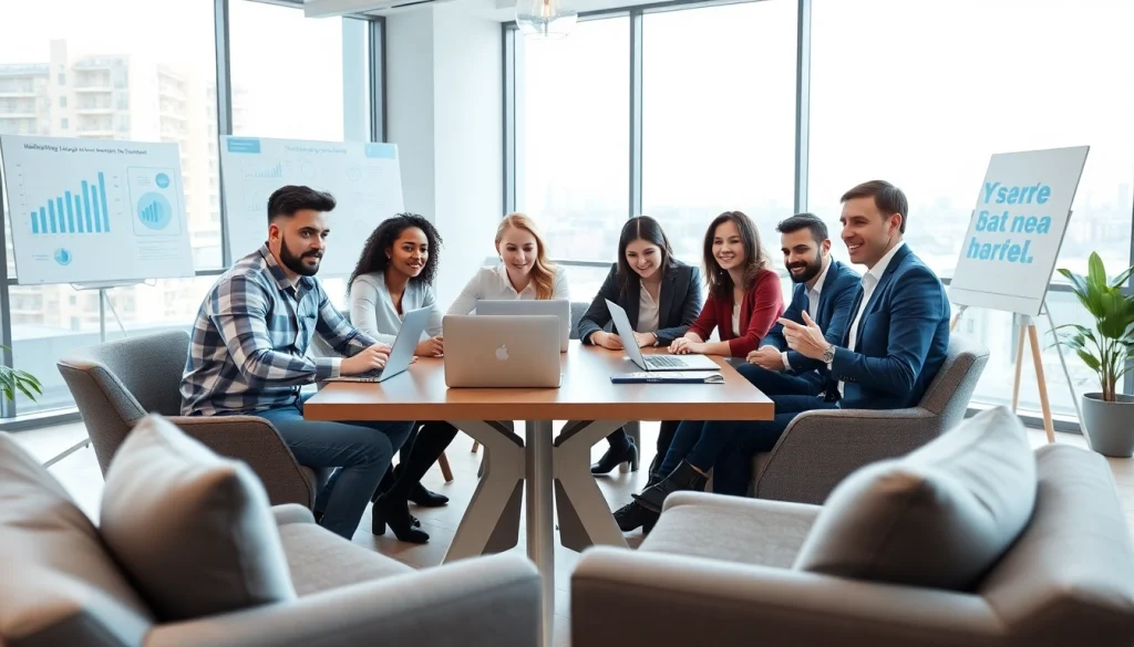 Engaged team discussing strategies at leading social media marketing companies edmonton.