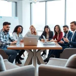 Engaged team discussing strategies at leading social media marketing companies edmonton.