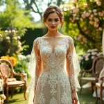 Explore the elegance of Rebel Designerwear showcased in a serene garden backdrop.