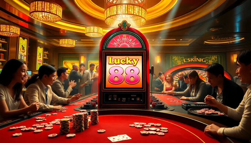 Experience high-stakes gaming with lucky88 bet at an elegant casino slot machine.