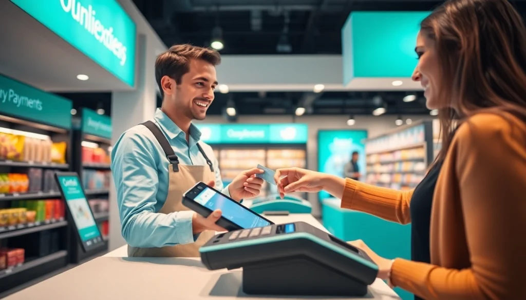 モダンなPOSシステムでの効率的なキャッシュレス決済取引。