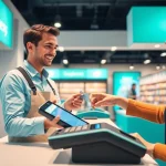 モダンなPOSシステムでの効率的なキャッシュレス決済取引。