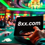 Players enjoying gaming excitement at 8xx.com in a modern casino scene filled with action.