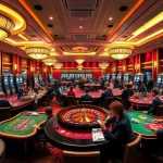 Experience the excitement at https://f1682.email/ with diverse gamblers at luxurious casino tables and vibrant slot machines.