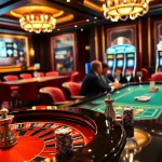 Kaisar 888 gaming room with luxurious decor, roulette wheel, and attentive players in a vibrant casino atmosphere.