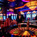 Expérience excitante de casino en ligne avec des joueurs à la table de poker et à la roue de la roulette.