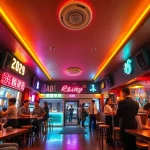 제주도에서 노래방과 유흥 장소를 보여주는 활기찬 제주도유흥 밤문화 장면.