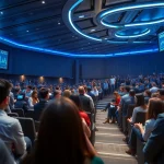 Audience engaged at Crypto 2026 conference showcasing digital finance innovations.