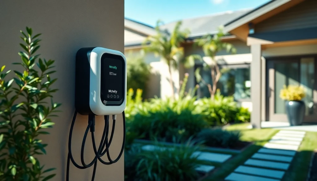 Install a McNally EV charger in a modern home environment with a well-kept garden.