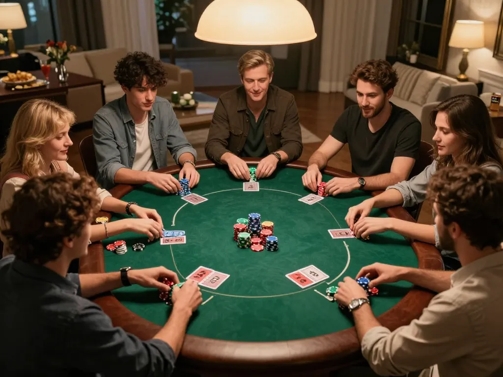 Friends enjoying a thrilling poker night at home while playing betbet strategies.