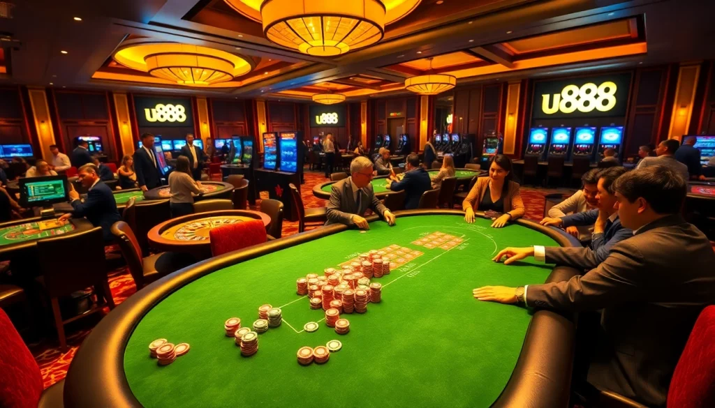 Feel the excitement at u888 as players compete at poker tables and slot machines.