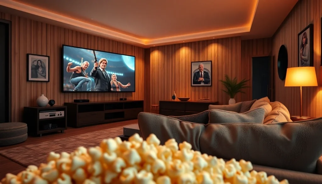 ดูหนังในบรรยากาศดูหนังที่บ้าน มีโซฟาสบายและจอหนังใหญ่