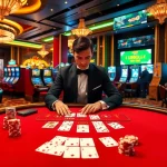 U888 showcases an elegant poker table with high-value chips and playing cards in a vibrant casino scene.