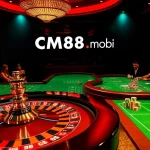 Experience the thrill of high-stakes gaming at cm88.mobi with poker chips and roulette excitement.