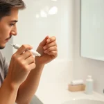 Learn how to use laser pen for skin tag removal in a modern bathroom.