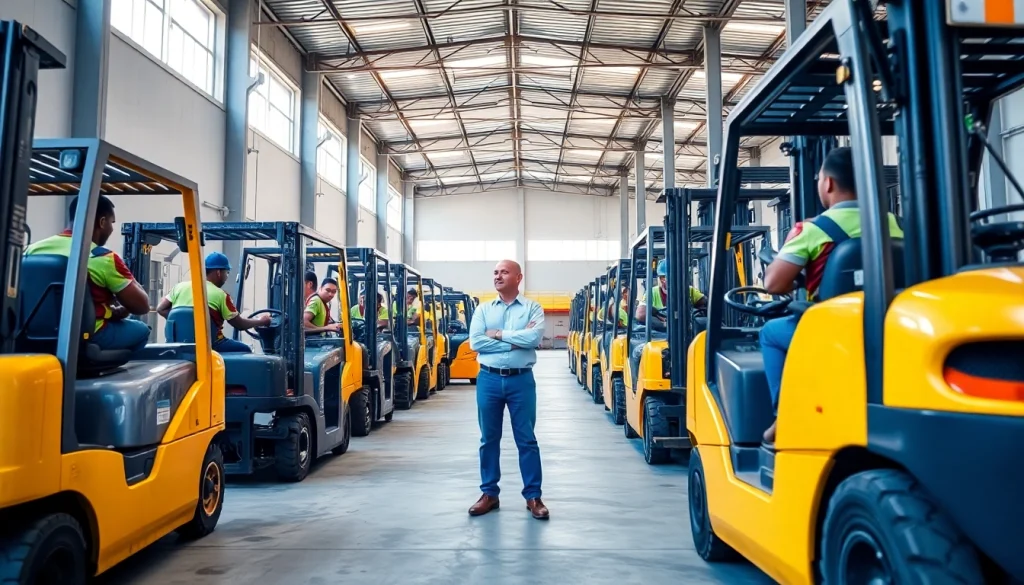 Forklift training in Durban with diverse learners safely operating forklifts under expert supervision.