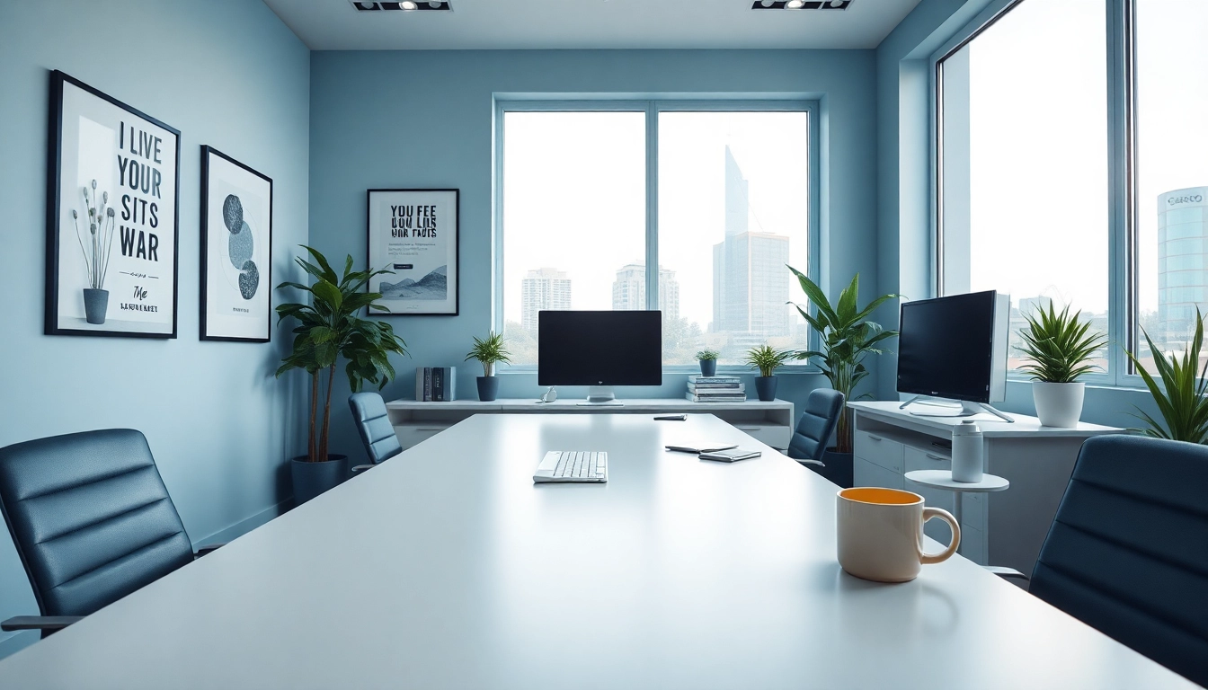 Brightet workspace featuring a sleek desk and natural light, designed for productivity.