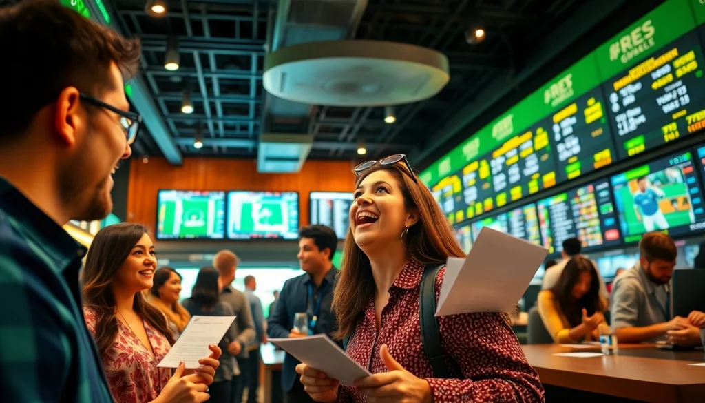 Users enjoying a secure and vibrant betting environment at 슈어맨, showcasing digital interfaces and live betting activities.