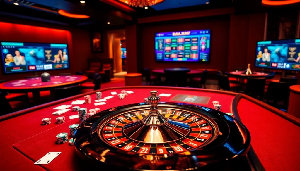 Experience excitement and elegance at https://thabet77.org/ with a vibrant casino scene featuring roulette and poker games.