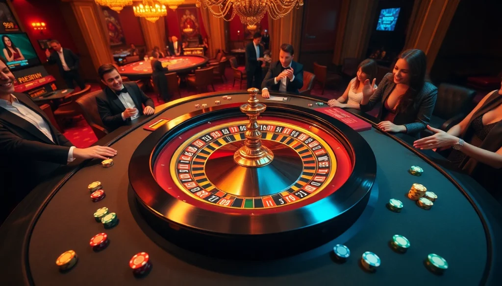 Experience the thrill of winning at the 98win roulette table, filled with vibrant poker chips and dice.
