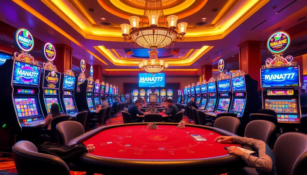 Experience the thrill of gambling at MANA777 with vibrant slot machines and high-stakes poker tables.