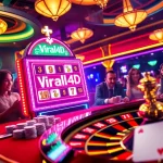 Exciting gameplay at the Viral4D slot machine in a luxurious casino environment.