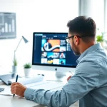 Enhance your online presence with essex web design expertise in a vibrant office setting.