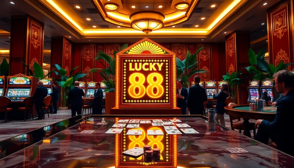 Players engaging with the Lucky88 slot machine, enjoying a high-stakes gambling experience.