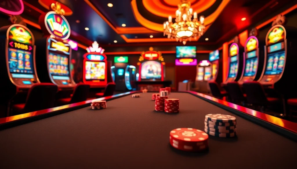 Pemain menikmati pengalaman kasino premium di platform permainan online eksklusif kit4d, dikelilingi oleh permainan yang berwarna-warni.