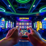 BROMO888 online gaming interface showcasing vibrant slot options with interactive elements.