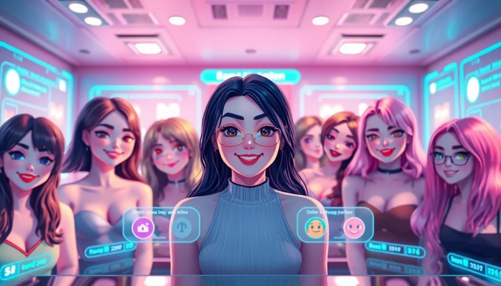 Explore NSFW AI characters in a vibrant digital chat environment, showcasing playful interactions.