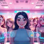 Explore NSFW AI characters in a vibrant digital chat environment, showcasing playful interactions.