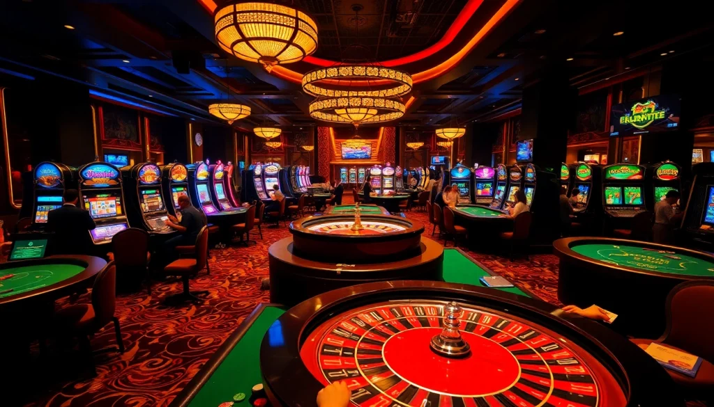 Mega casino action with poker chips and a spinning roulette wheel showcasing excitement.
