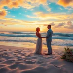Couple celebrating love with wedding photographer capturing their special moment on the beach.